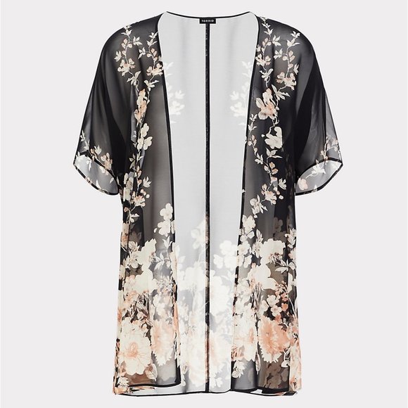 torrid Jackets & Blazers - Torrid Black Floral Chiffon Kimono NWOT